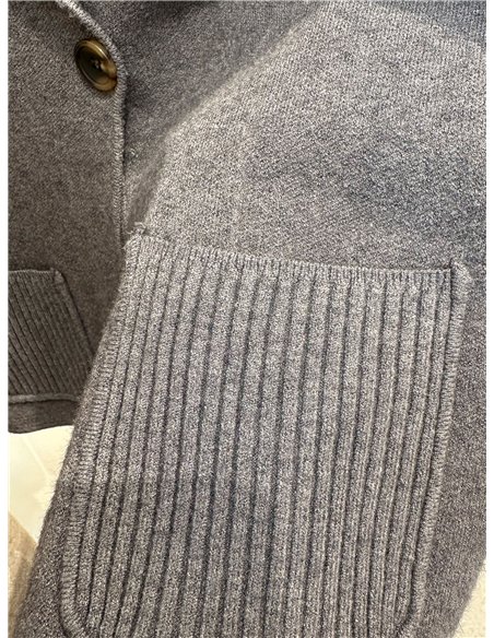 Knit blazer with ribbed pockets