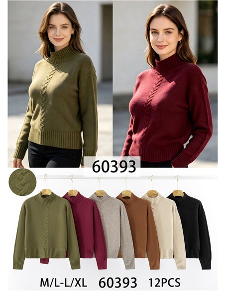 Jersey cuello alto detalle trenzado