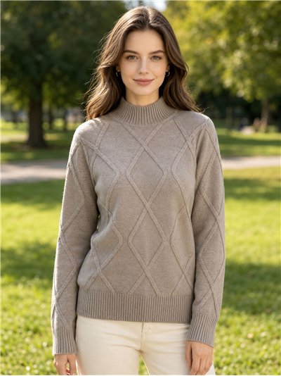 Jersey cuello alto rombos relieve