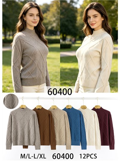 Jersey cuello alto rombos relieve 2