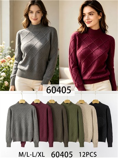 Jersey cuello alto rombos texturizados 2