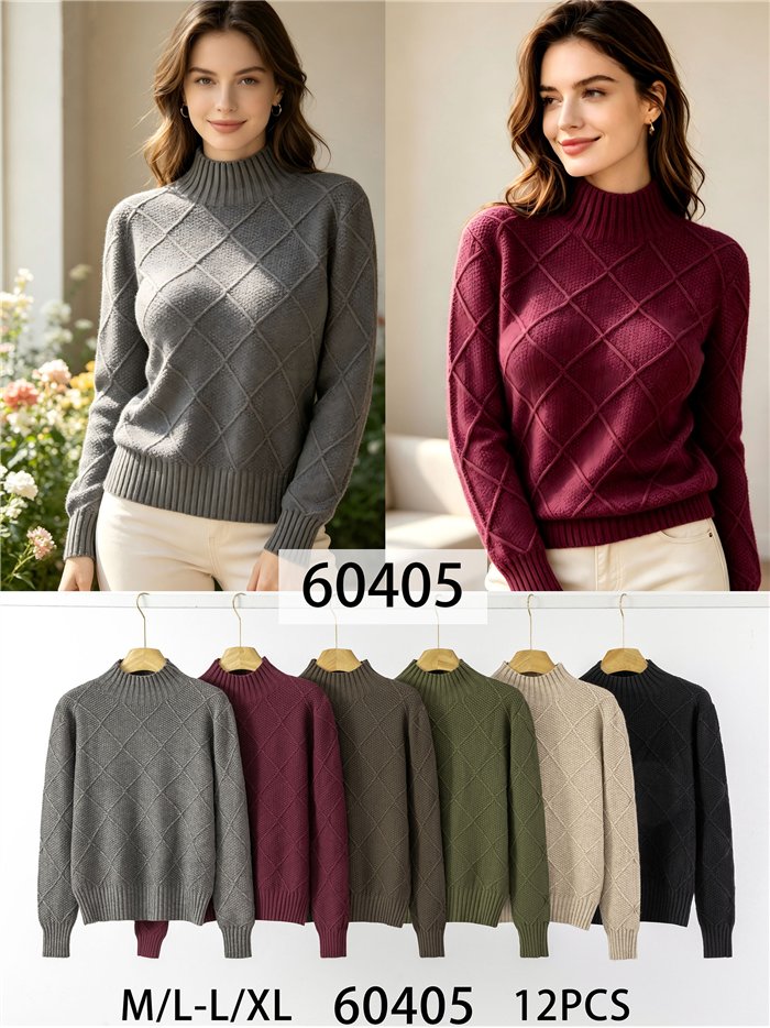 Jersey cuello alto rombos texturizados