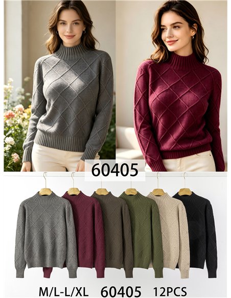 Jersey cuello alto rombos texturizados
