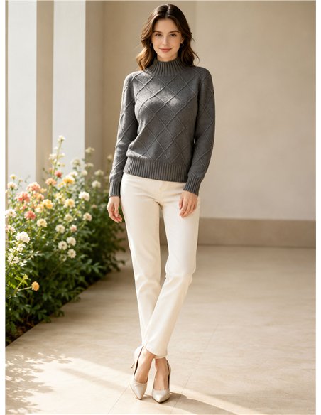 Jersey cuello alto rombos texturizados