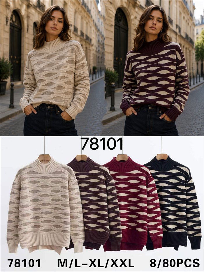 Jersey cuello alto ondas metalizadas