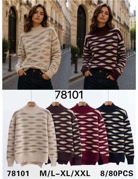 Jersey cuello alto ondas metalizadas
