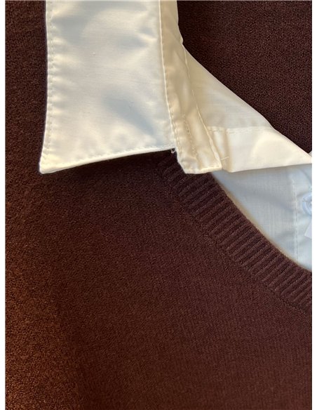 Jersey cuello pico efecto camisa