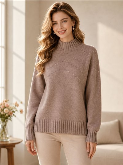 Jersey cuello alto lunares diagonal