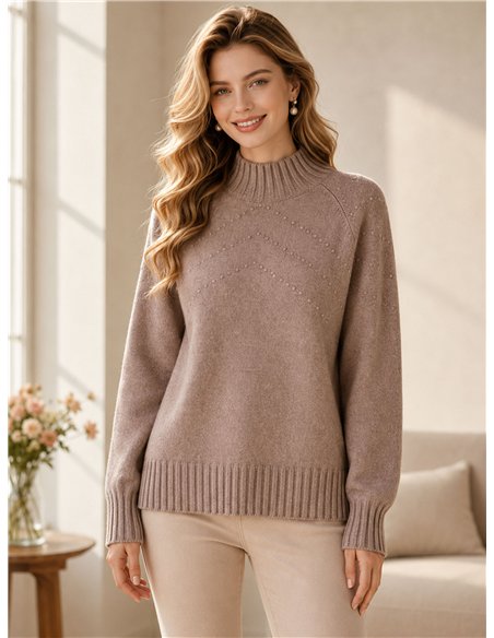 Jersey cuello alto lunares diagonal