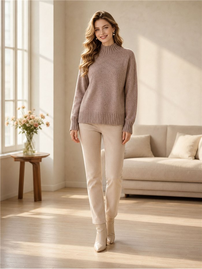 Jersey cuello alto lunares diagonal