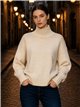 pull à col roulé avec épaules ajourées