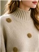 Jersey cuello alto pompones de pelo