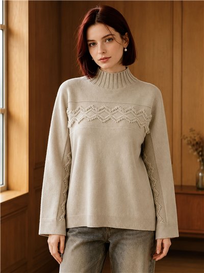 Jersey cuello alto detalle geométrico