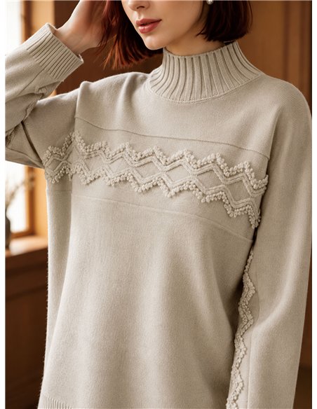 Jersey cuello alto detalle geométrico