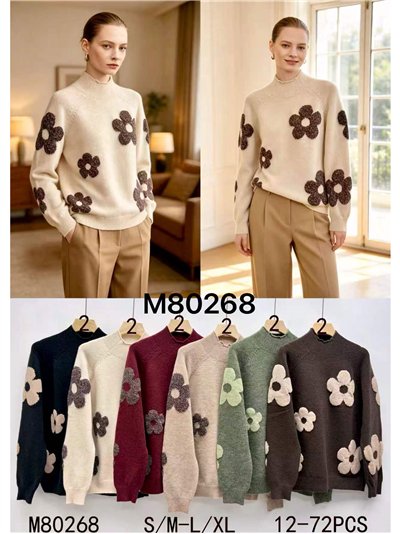 Jersey cuello alto flores 2