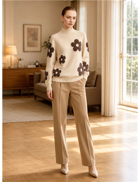 Jersey cuello alto flores