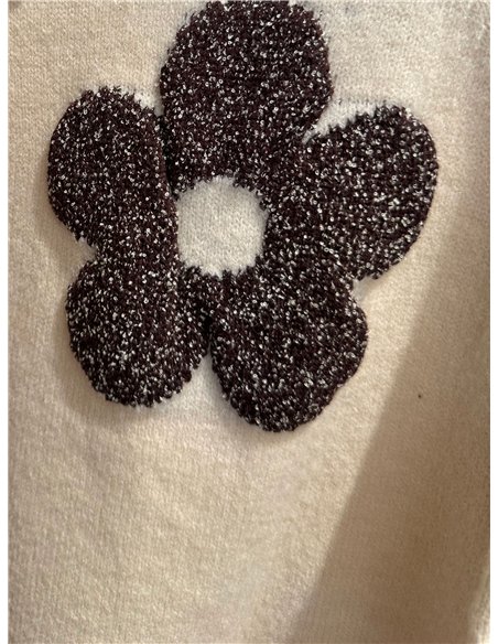 Jersey cuello alto flores