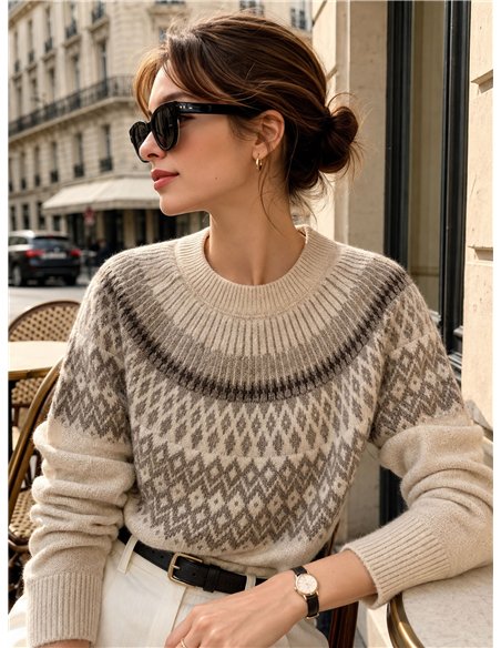 Jersey jacquard geométrico