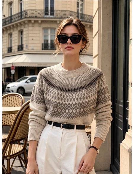 Jersey jacquard geométrico