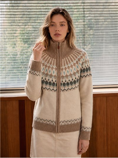 Cárdigan cremallera jacquard nórdico