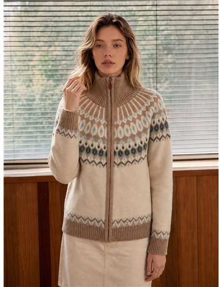 Cárdigan cremallera jacquard nórdico