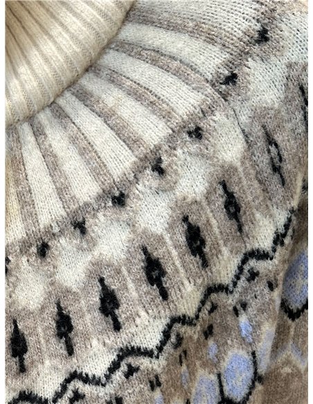 Cárdigan cremallera jacquard nórdico