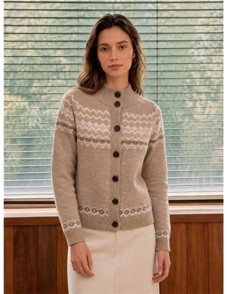 Cárdigan cuello alto jacquard