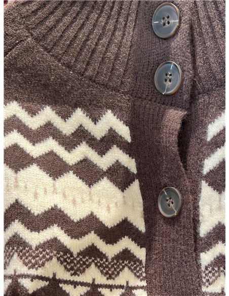 Cárdigan cuello alto jacquard