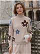 Jersey cuello alto flores