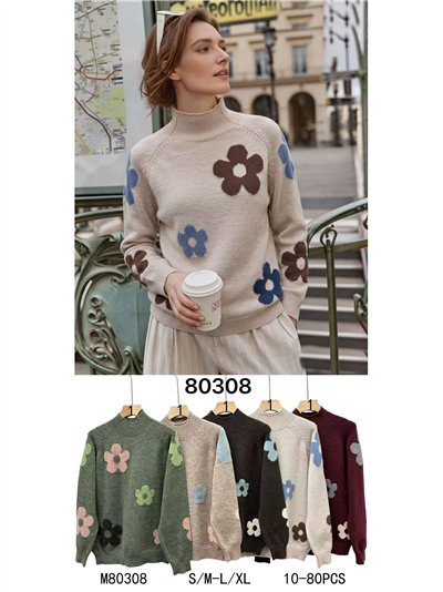 Jersey cuello alto flores 2