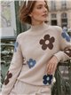 Jersey cuello alto flores