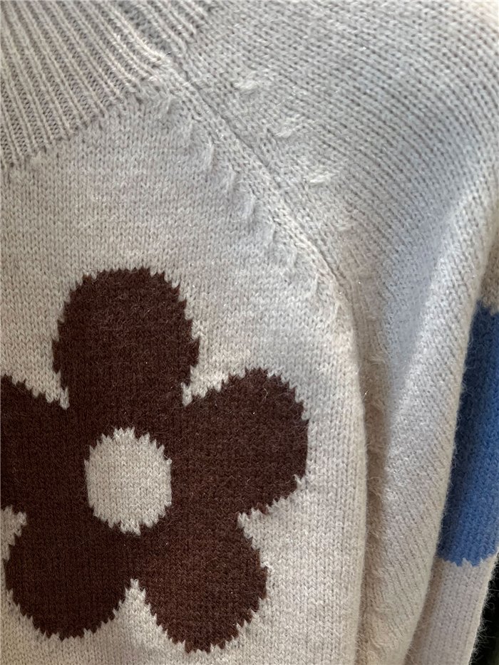 Jersey cuello alto flores