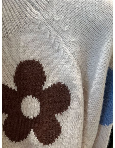 Jersey cuello alto flores