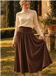 Knit midi skirt with stretch waistband