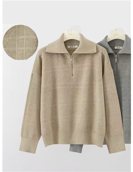 Jersey cuello polo cremallera