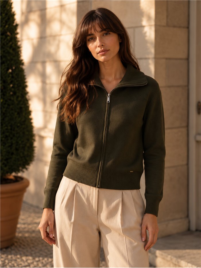 cardigan zippé à col roulé