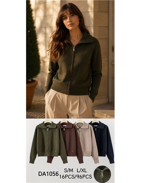 cardigan zippé à col roulé