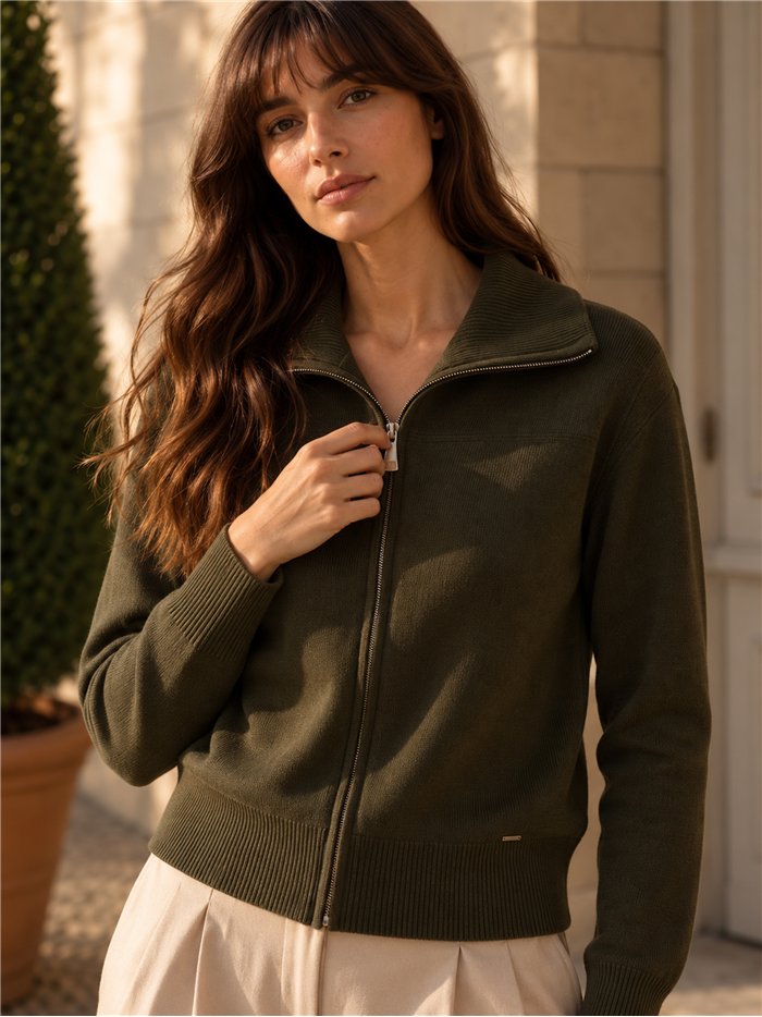 cardigan zippé à col roulé