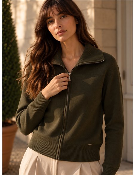 cardigan zippé à col roulé