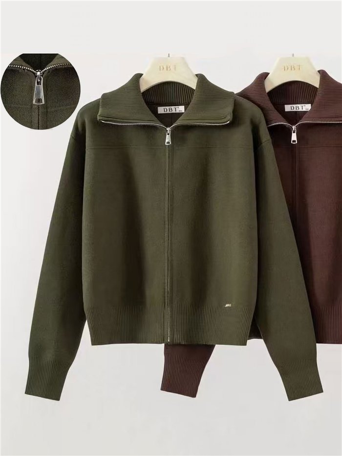 cardigan zippé à col roulé