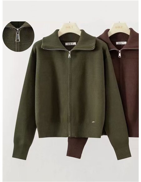 cardigan zippé à col roulé