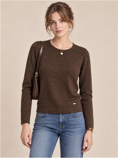 Jersey microstrass cuello redondo