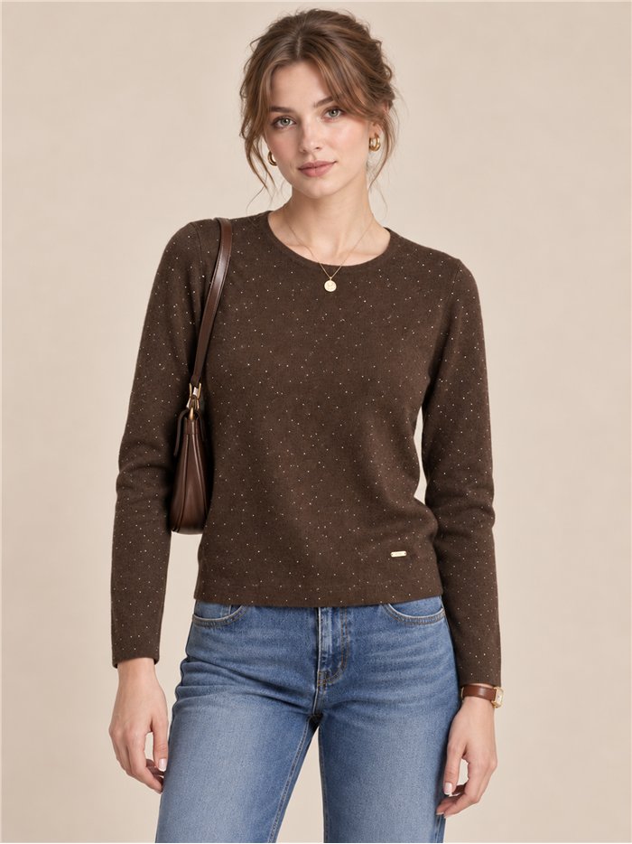 Jersey microstrass cuello redondo