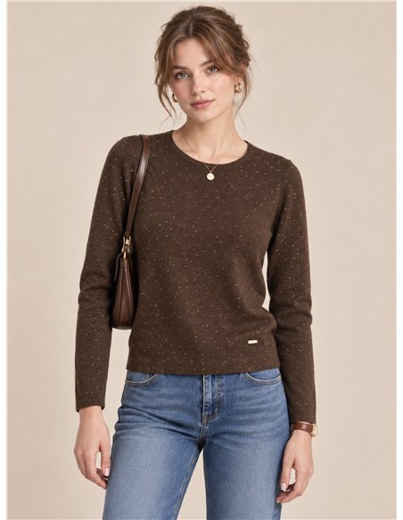 Jersey microstrass cuello redondo