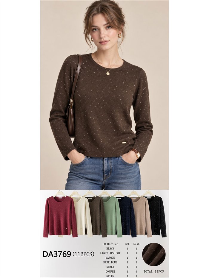 Jersey microstrass cuello redondo