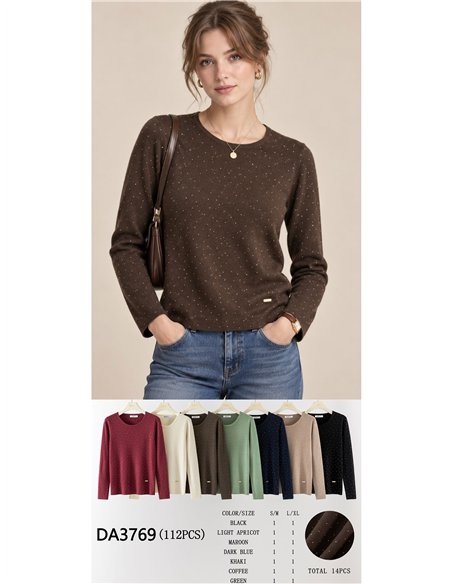 Jersey microstrass cuello redondo