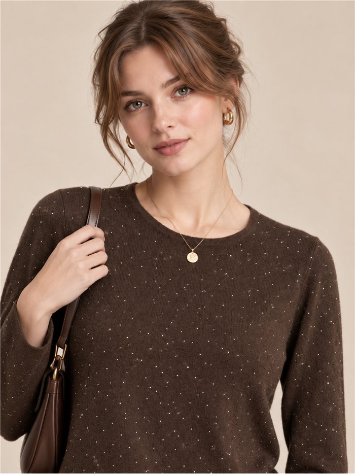 Jersey microstrass cuello redondo