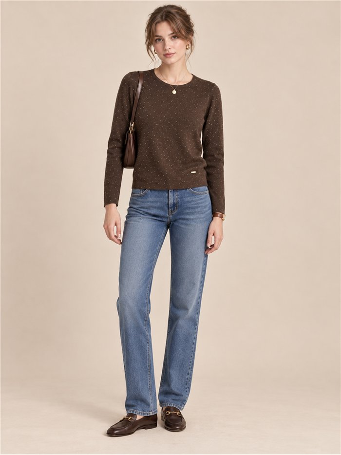 Jersey microstrass cuello redondo