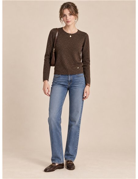 Jersey microstrass cuello redondo
