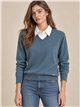 Pull à col V effet chemise